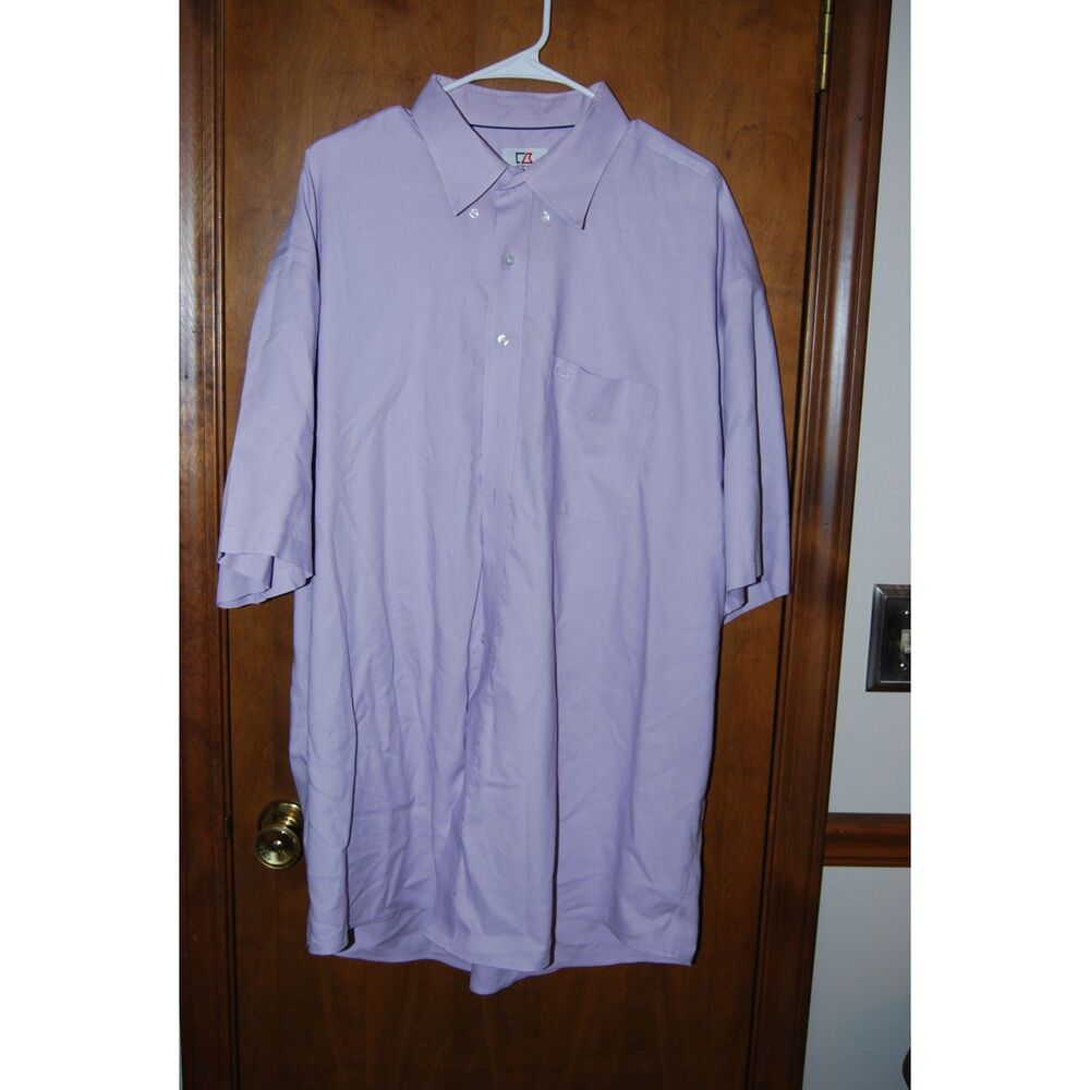 CUTTER & BUCK MENS SHORT SLEEVE BUTTON DOWN LILAC SIZE 3XLT